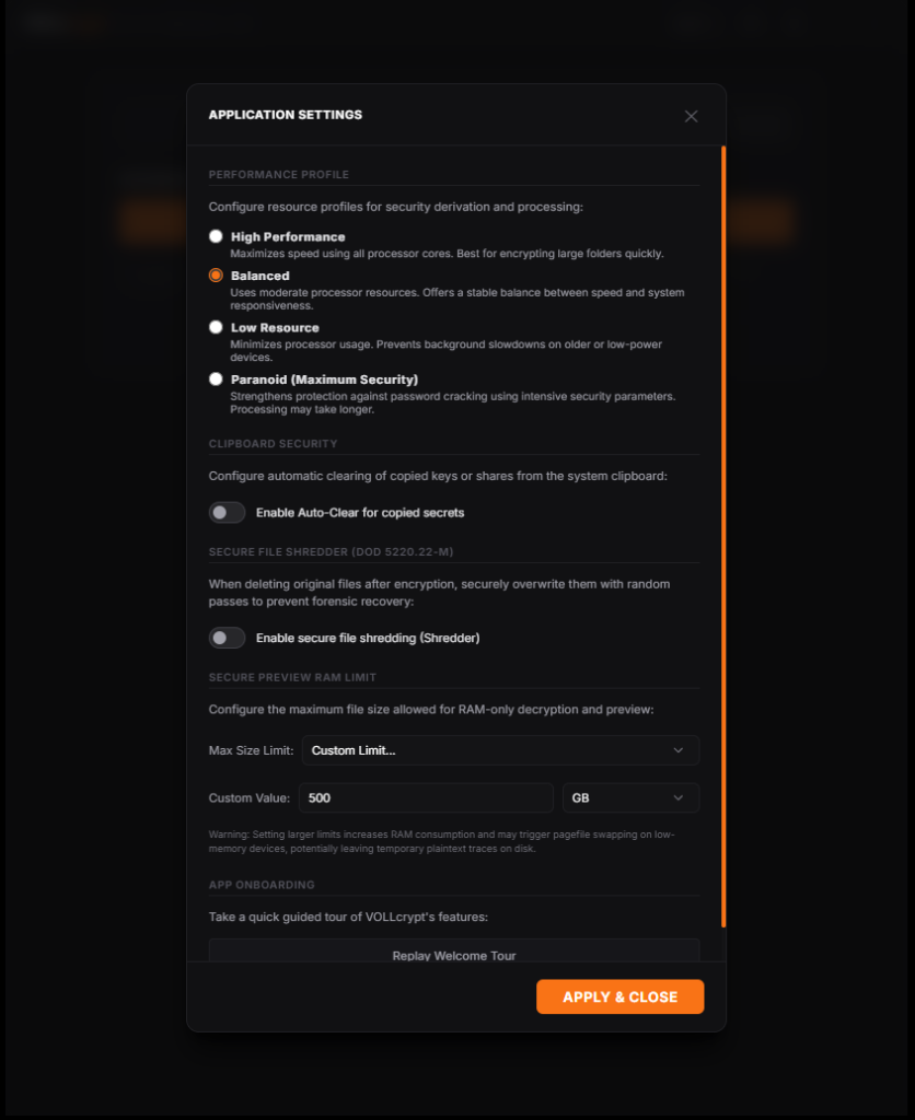 Application Preferences