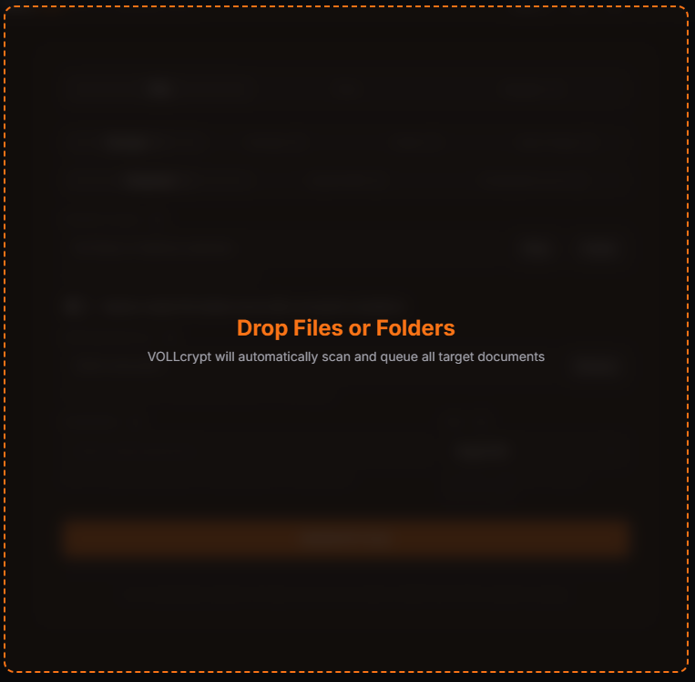 Vollcrypt Drag-and-Drop Overlay